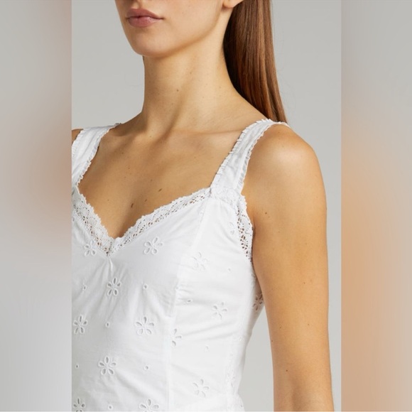 PAIGE Pallas Eyelet Midi Dress White Cotton Sleeveless Summer Size 10 NWOT - Picture 2 of 15